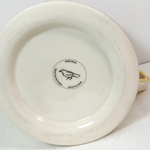 Anthropologie B Monogram Coffee Tea Mug Cup Ivory Metallic Gold Shaving 12 fl oz - Picture 4 of 4